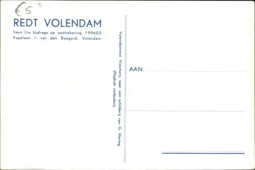 Künstler Ak Hering, G., Volendam Nordholland Niederlande, Volendammer Visschers, Fischer in Tracht