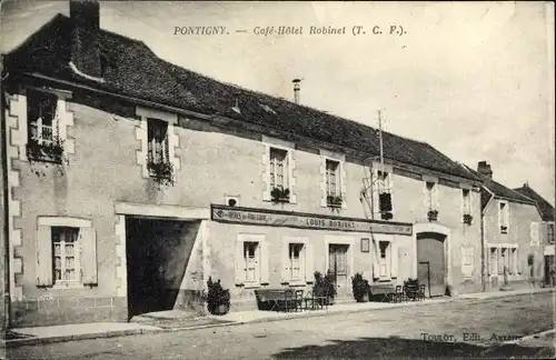 Ak Pontigny Yonne, Café Hotel Robinet