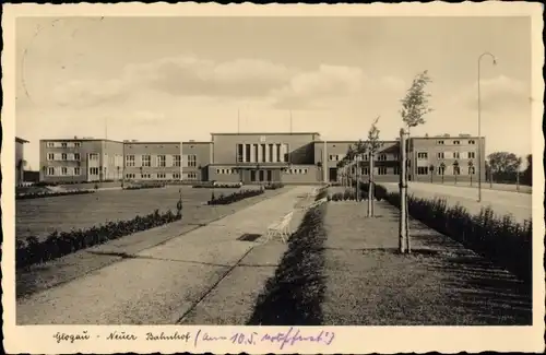 Ak Głogów Glogau Schlesien, Neuer Bahnhof