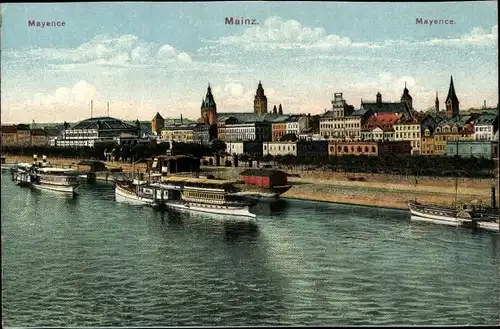 Ak Mainz am Rhein, Rheinpartie, Schiffe