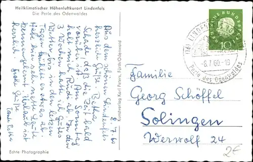 Ak Lindenfels Odenwald, Teilansicht des Ortes mit Hotel Victoria