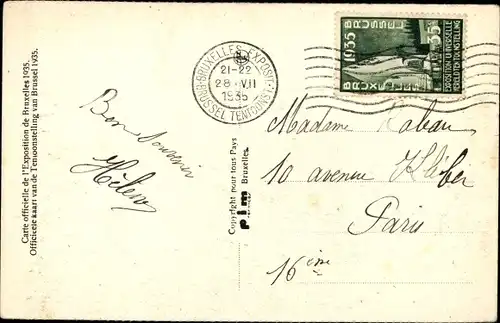 Ak Brüssel Belgien, Weltausstellung 1935, Pavillon des Pays Bas, Roseraie