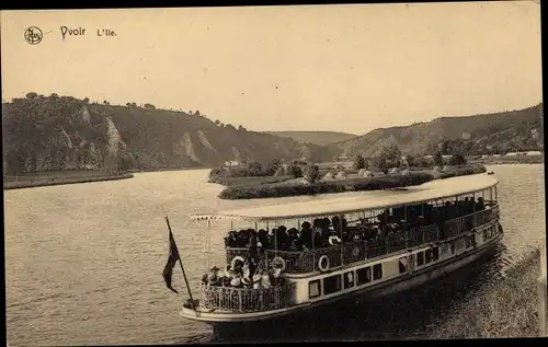 Ak Yvoir sur Meuse Wallonien Namur, L'Ile, Salondampfer