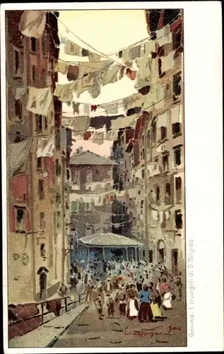 Künstler Litho Genova Genua Liguria, I truogoli di S. Brigida