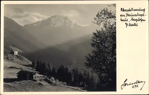 Foto Ak Mayrhofen im Zillertal Tirol, Abendstimmung am Steinerkogelhaus