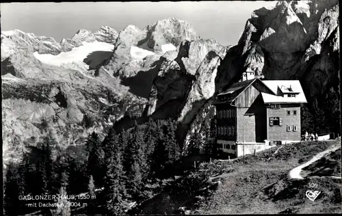 Ak Gosau in Oberösterreich, Gablonzer Hütte, Bergpanorama, Dachstein