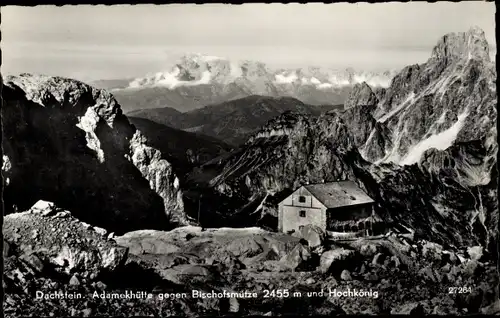 Ak Ramsau am Dachstein Steiermark, Adamekhütte gegen Bischofsmütze und Hochkönig