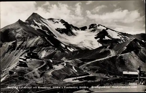 Ak Großglockner in Kärnten, Hochalpenstraße, Berghotel Lukashansl, Brennkogel, Fuschertörl