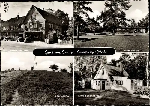 Ak Sprötze Buchholz in der Nordheide, Heins Gasthof, Jugendheim, Haus Osterberg, Brunsberg