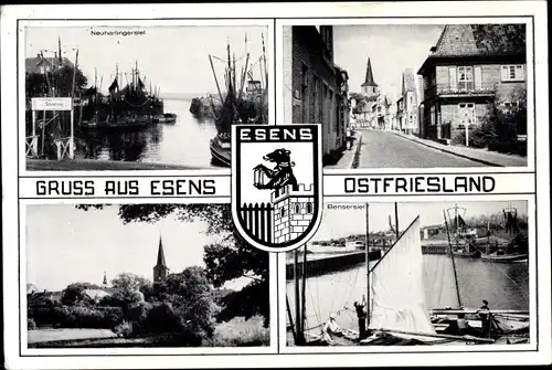 Ak Esens, Neuharlingersiel, Bensersiel, Straße Häuser