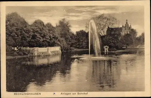 Ak Recklinghausen im Ruhrgebiet, Anlagen am Bahnhof