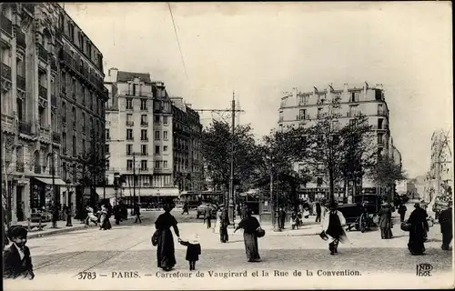 Ak Paris XVI. Arrondissement Passy, Carrefour de Vaugirard et la Rue de la Convention
