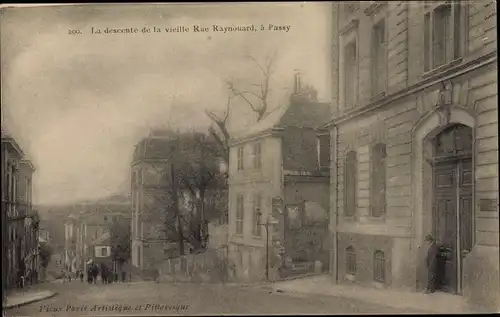 Ak Paris XVI. Arrondissement Passy, La descente de la vieille Rue Raynouard