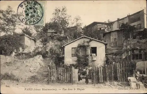 Ak Paris XVIII. Arrondissement Buttes-Montmartre, Vue dans le Maquis