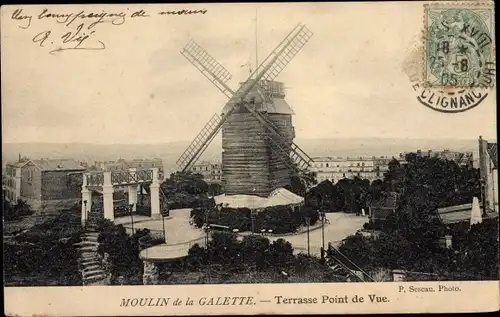 Ak Paris XVIII. Arrondissement Buttes-Montmartre, Moulin de la Galette, Terrasse Point de Vue