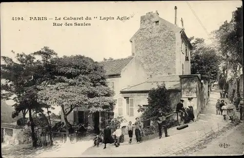 Ak Paris XVIII. Arrondissement Buttes-Montmartre, Le Cabaret du Lepin Agile, Rue des Saules