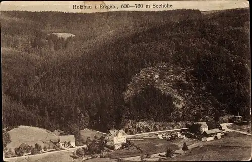 Ak Holzhau Rechenberg Bienenmühle Erzgebirge, Totale, Panorama, Umland mit Wald