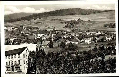 Ak Ober Abtsteinach im Kreis Bergstraße, Gasthaus zum goldenen Bock, Panorama