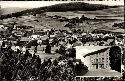 Ak Ober Abtsteinach im Kreis Bergstraße, Gasthaus zum goldenen Bock, Panorama