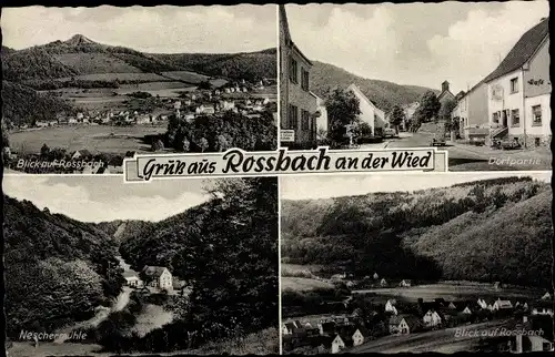 Ak Roßbach Rossbach an der Wied, Totale, Dorfpartie, Neschermühle