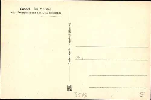 Künstler Ak Ubbelohde, Otto, Kassel in Hessen, Im Marstall