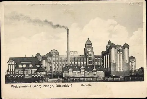 Ak Düsseldorf am Rhein, Weizenmühle Georg Plange, Hofseite