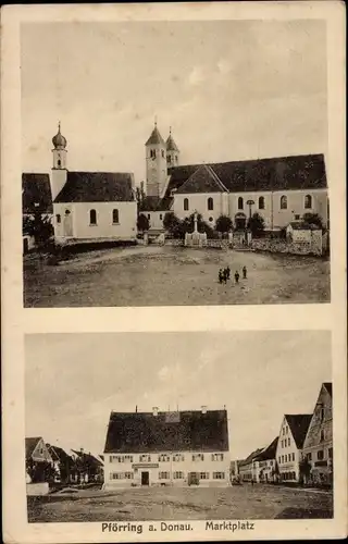 Ak Pförring an der Donau Oberbayern, Marktplatz, Kirche