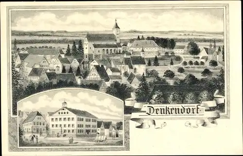 Ak Denkendorf in Württemberg, Kloster Denkendorf, Ortspanorama