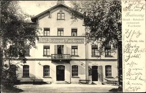 Ak Freilassing in Oberbayern, Hotel, Bahnhofrestaurant Foeckerer