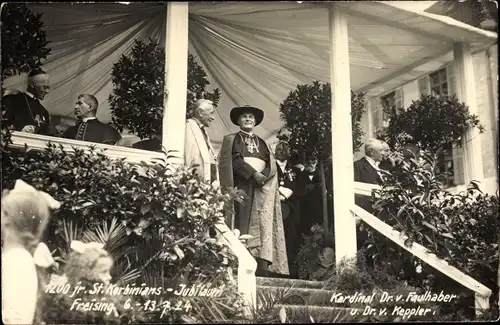 Foto Ak Freising Oberbayern, Kardinal Dr. v. Faulhaber, Dr. v. Keppler, St. Korbinians Jubiläum 1924