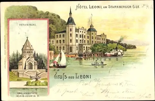 Litho Leoni Berg am Starnberger See Oberbayern, Hotel Leoni, Votivkirche