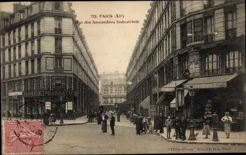 Ak Paris XI. Arrondissement Popincourt, Rue des Immeubles Industriels, Pharmacie