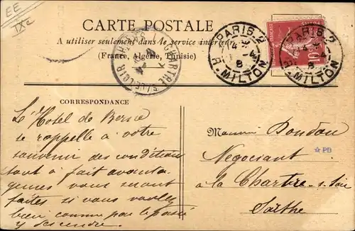 Ak Paris IX., Hotel de Berne, Rue de Chateaudun