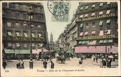 Ak Paris IX. Arrondissement Opéra, Rue de la Chaussee d'Antin, Galeries Lafayette