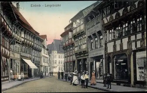Ak Einbeck in Niedersachsen, Langebrücke, Geschäfte
