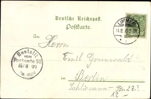 Litho Ahlem Hannover in Niedersachsen, Ahlemer Turm, Gastwirtschaft, Saal, Gartenpartie