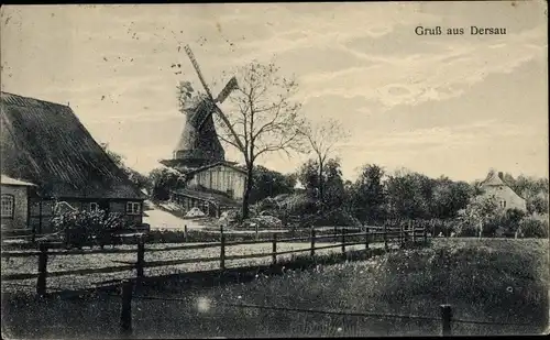 Ak Dersau in Schleswig Holstein, Windmühle, Dorfansicht