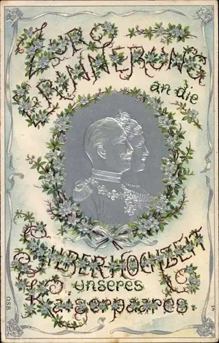 Präge Passepartout Ak Deutsches Kaiserpaar, Wilhelm II., Auguste Viktoria, Silberhochzeit 1906