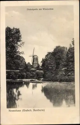 Ak Neuenhaus Grafschaft Bentheim Niedersachsen, Dinkelpartie, Windmühle