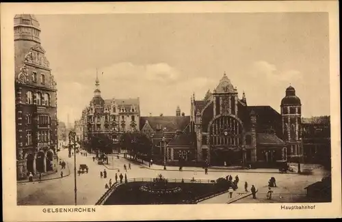 Ak Gelsenkirchen im Ruhrgebiet, Hauptbahnhof, Straßenseite