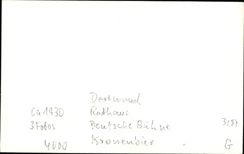 Foto Dortmund im Ruhrgebiet, Rathaus, Deutsche Bühne, Kronenbier
