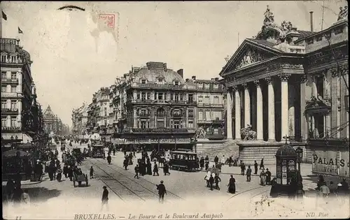 Ak Bruxelles Brüssel, La Bourse, Boulevard Anspach