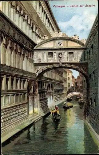 Ak Venezia Veneto, Blick zur Brücke Ponte dei Sospiri