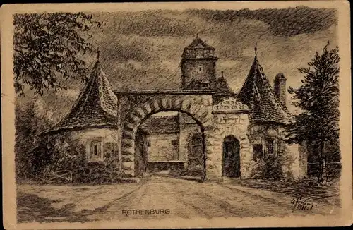 Künstler Ak Gerling, Rothenburg ob der Tauber Mittelfranken, Röder Tor