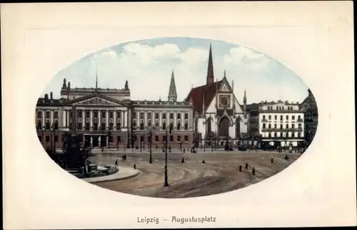 Passepartout Präge Ak Leipzig in Sachsen, Augustusplatz