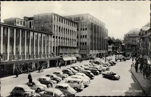 Ak Recklinghausen im Ruhrgebiet, Markt, Parkplatz