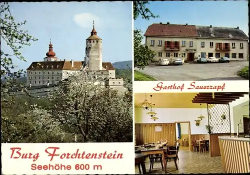 Ak Forchtenstein Burgenland Österreich, Burg, Gasthof Sauerzapf, Rosalienstr. 9
