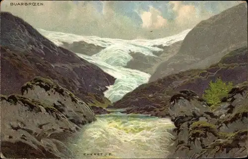 Litho Norwegen, Buarbreen, Gletscher