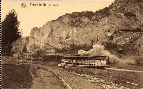 Ak Profondeville Wallonien Namur, Le Tunnel, Dampfer