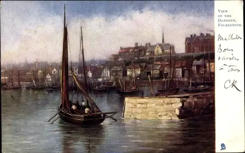 Ak Folkestone Kent England, View of the Harbour